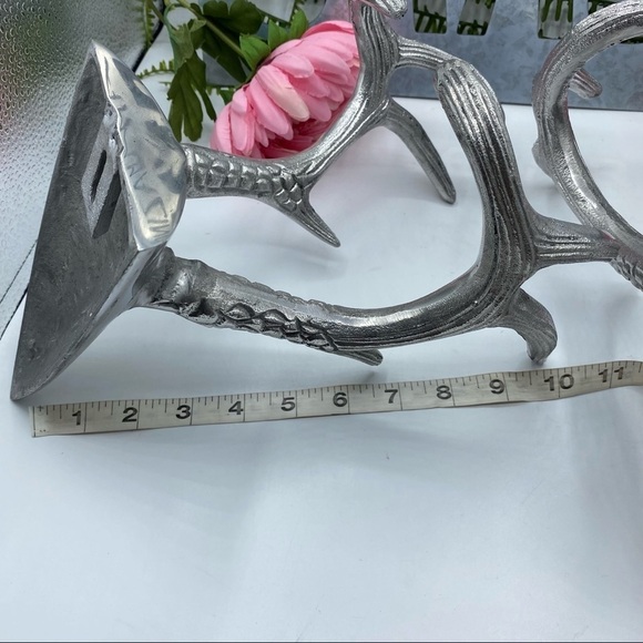 Silver Pewter Set of 2 Antler Horns - Picture 5 of 5